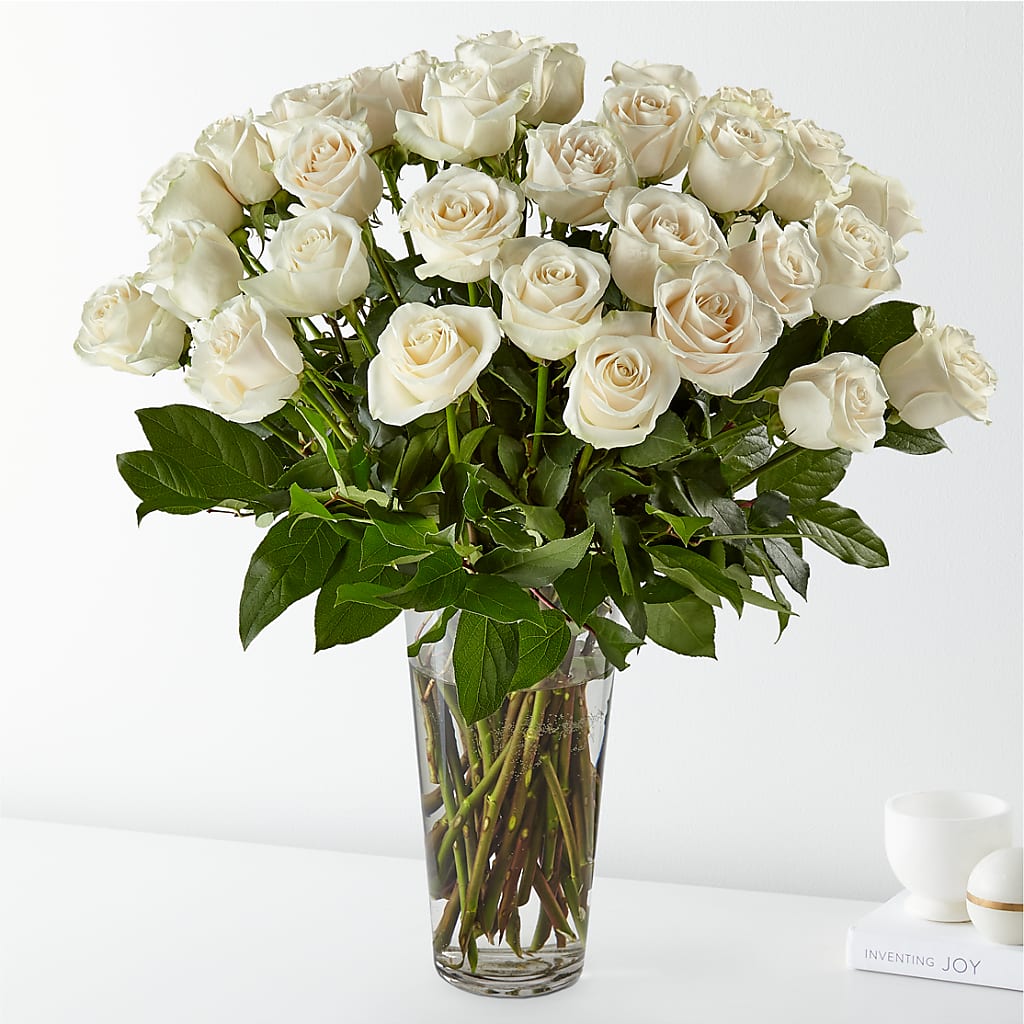 Long Stem White Rose Bouquet – VIVA'S FLOWER SHOP, Framingham MA