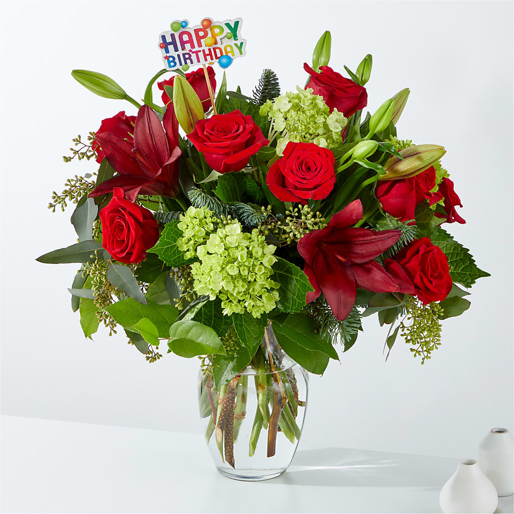 Merry Days Bouquet & Happy Birthday Topper – VIVA'S FLOWER SHOP, Framingham MA