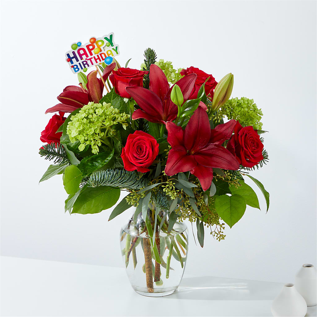 Merry Days Bouquet & Happy Birthday Topper – VIVA'S FLOWER SHOP, Framingham MA
