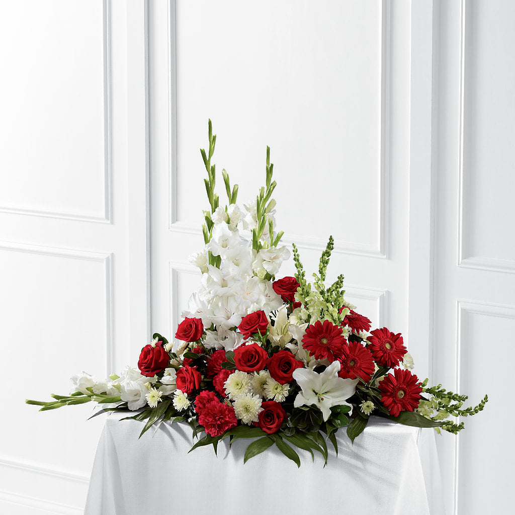Crimson & White Arrangement – VIVA'S FLOWER SHOP, Framingham MA