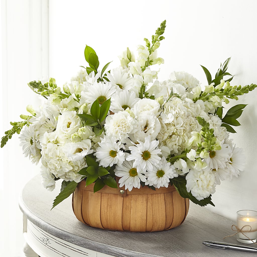 Pure Ivory Basket – VIVA'S FLOWER SHOP, Framingham MA