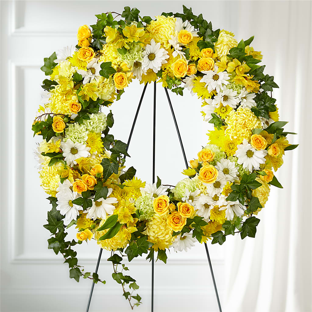 Golden Remembrance Wreath – VIVA'S FLOWER SHOP, Framingham MA