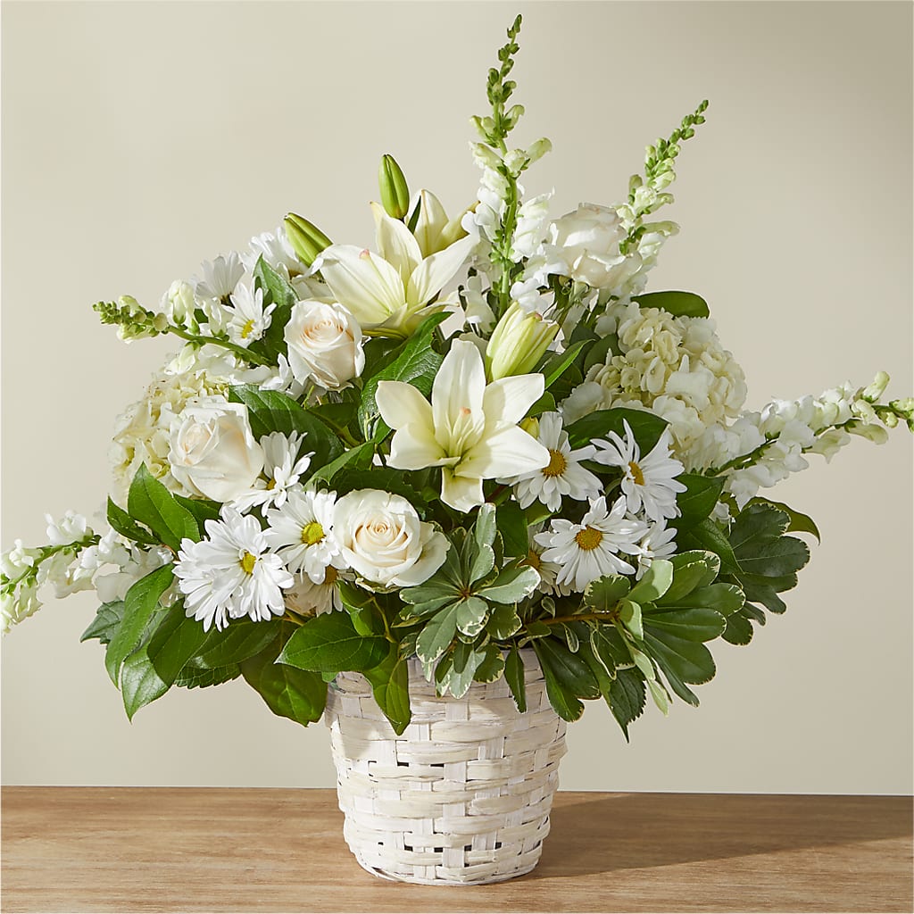 Ivory Elegance Floral Basket – VIVA'S FLOWER SHOP, Framingham MA