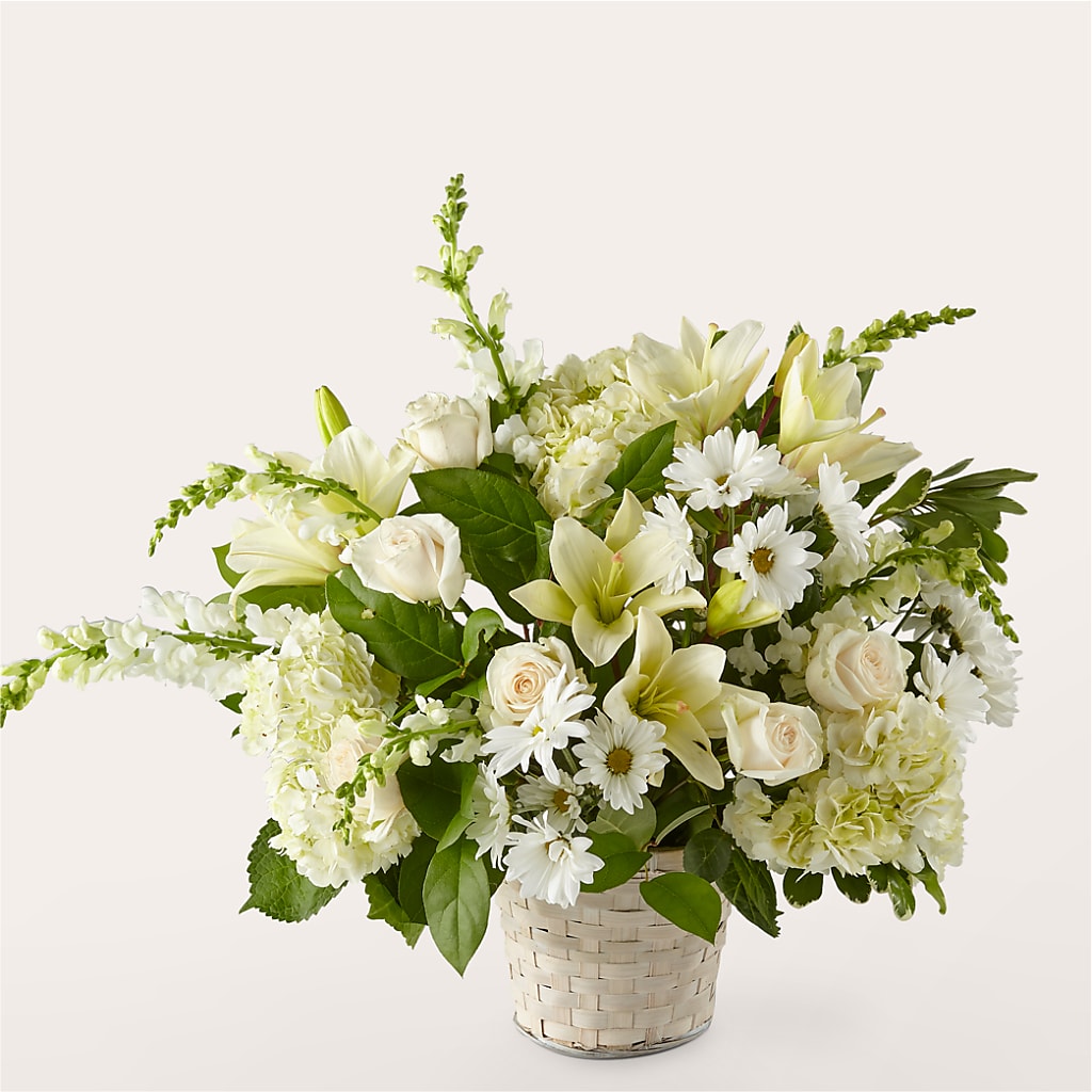 Ivory Elegance Floral Basket – VIVA'S FLOWER SHOP, Framingham MA