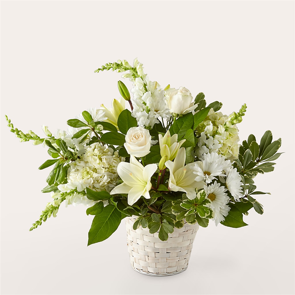 Ivory Elegance Floral Basket – VIVA'S FLOWER SHOP, Framingham MA