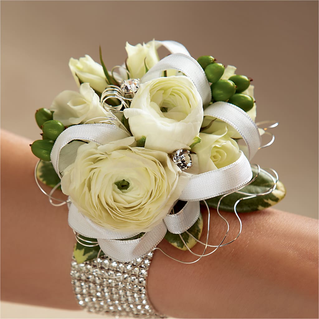 White Wedding Corsage – VIVA'S FLOWER SHOP, Framingham MA