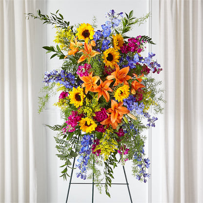 Sunlit Memories Standing Spray (Standard) – VIVA'S FLOWER SHOP, Framingham MA