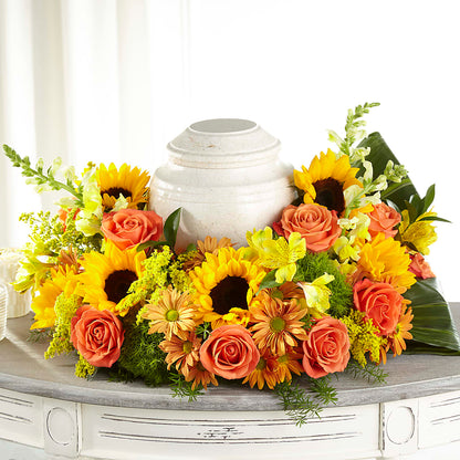 Faithful Sunflower Cremation Adornment – VIVA'S FLOWER SHOP, Framingham MA